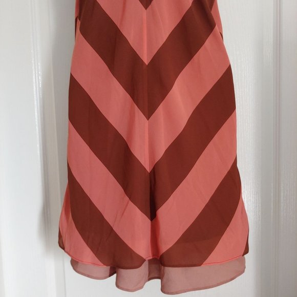 Judith March Peach and Brown Stripe Chiffon Halter Dress Large - Picture 7 of 9